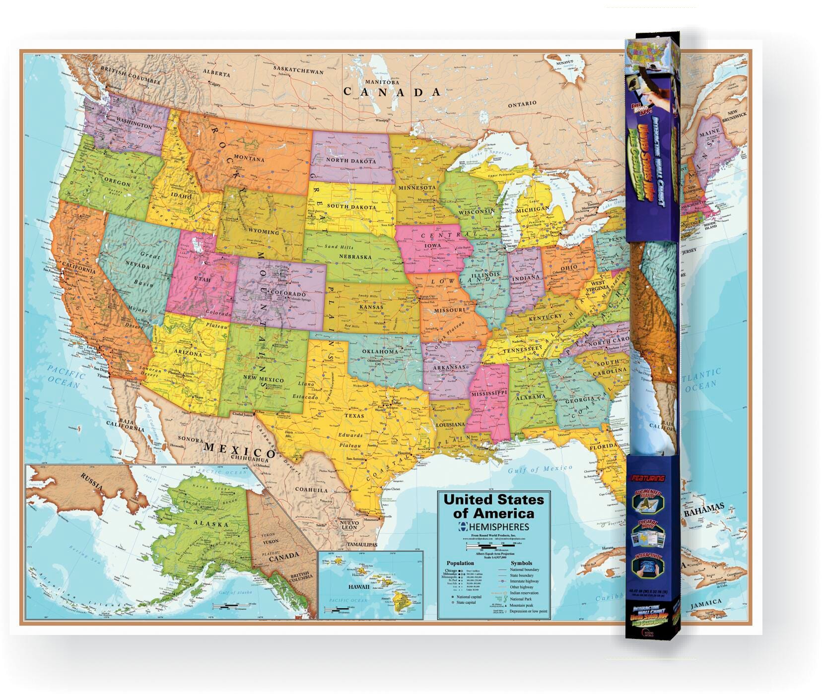 Image for Round World Interactive US Map, 32 x 40-1/2 Inches from School Specialty